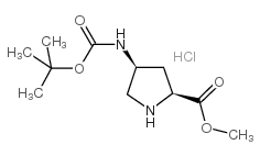 (2S,4S)-4-Boc-Amino pyrrolidine-2-carboxylic acid methylester hydrochloride Structure