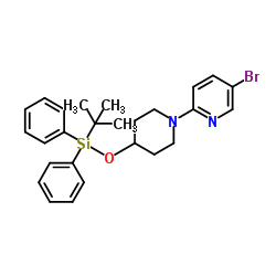 5-Bromo-2-(4-{[(2-methyl-2-propanyl)(diphenyl)silyl]oxy}-1-piperidinyl)pyridine Structure