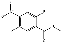 2-氟-5-甲基-4-硝基苯甲酸甲酯结构式