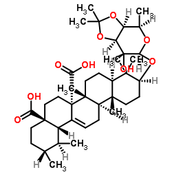 (3BETA)-3-[[6-去氧-3,4-O-(1-甲基亚乙基)-BETA-D-吡喃半乳糖基]氧基]乌苏-12-烯-27,28-二酸结构式