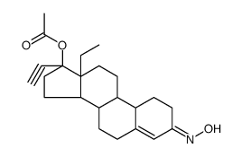 ()-13-ethyl-17α-hydroxy-18,19-dinor-pregn-4-en-20-yn-3-one oxime acetate Structure