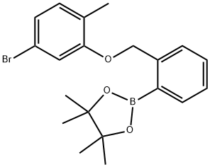 2-(2-甲基-5-溴苯氧基甲基)苯硼酸频哪醇酯结构式