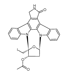 (5R,6S,8R)-5-(iodomethyl)-13-oxo-6,7,8,13,14,15-hexahydro-5H-16-oxa-4b,8a,14-triaza-5,8-methanodibenzo[b,h]cycloocta[jkl]cyclopenta[e]-as-indacen-6-yl acetate Structure