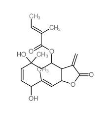 2-Butenoic acid,2-methyl-,(3aR,4R,6R,7E,9S,- 10Z,11aR)-2,3,3a,4,5,6,9,11a-octahydro-6,9- dihydroxy-6,10-dimethyl-3-methylene-2- oxocyclodeca[b]furan-4-yl ester,(2Z)- Structure