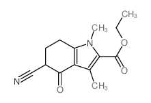 1H-Indole-2-carboxylicacid, 5-cyano-4,5,6,7-tetrahydro-1,3-dimethyl-4-oxo-, ethyl ester Structure