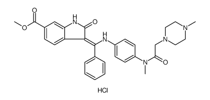1H-Indole-6-carboxylic acid, 2,3-dihydro-3-[[[4-[methyl[2-(4-methyl-1-piperazinyl)acetyl]amino]phenyl]amino]phenylmethylene]-2-oxo-, methyl ester, hydrochloride , (3Z) Structure