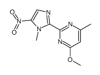 4-methoxy-6-methyl-2-(1-methyl-5-nitro-imidazol-2-yl)pyrimidine结构式