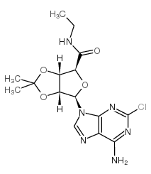 2-氯-2',3'-O-异丙基亚氨腺苷-5'-N-乙基羧酰胺结构式
