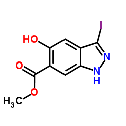 Methyl 5-hydroxy-3-iodo-1H-indazole-6-carboxylate结构式