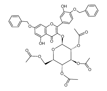 4'-7-di-O-benzylquercet-3-yl 2,3,4,6-tetra-O-acetyl-β-D-glucopyranoside结构式