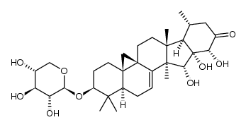 3β,15α,16α,24α-tetrahydroxy-25,26,27-trinor-16,24-cyclo-cycloart-7-en-23-one 3-O-β-D-xylopyranoside Structure
