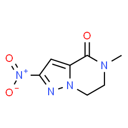 5-甲基-2-硝基-6,7-二氢吡唑并[1,5-a]吡嗪-4(5H)-酮结构式