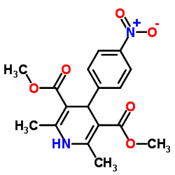 2,6-Dimethyl-3,5-dicarbomethoxy-4-(4-nitrophenyl)-1,4-dihydropyridine结构式