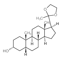 Pregnan-20-one,3-hydroxy-, cyclic 1,2-ethanediyl acetal, (3a,5b)- (9CI)结构式
