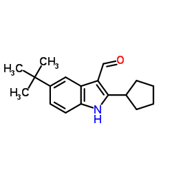 2-Cyclopentyl-5-(2-methyl-2-propanyl)-1H-indole-3-carbaldehyde Structure