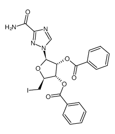 1-(2,3-di-O-benzoyl-5-deoxy-5-iodo-β-D-ribofuranosyl)-1,2,4-triazole-3-carboxamide Structure