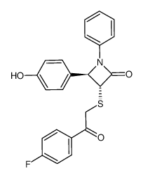 3-(R)-4-(R)-1-(phenyl)-3-(4-fluorobenzoylmethylsulphanyl)-4-(4-hydroxyphenyl)azetidin-2-one Structure