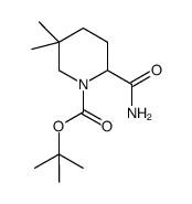 (RS)-2-carbamoyl-5,5-dimethyl-piperidine-1-carboxylic acid 1-tert-butyl ester Structure