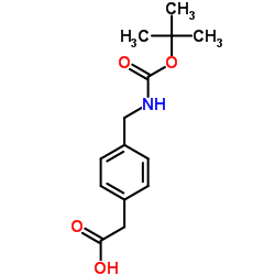 N-叔丁氧羰基-(4-氨基甲基苯基)乙酸结构式