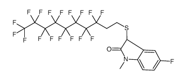 5-fluoro-3-(3,3,4,4,5,5,6,6,7,7,8,8,9,9,10,10,10-heptadecafluorodecylsulfanyl)-1-methyl-1,3-dihydroindol-2-one结构式