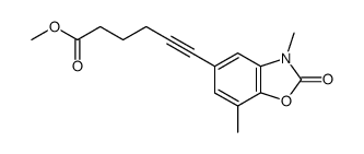 6-(3,7-dimethyl-2-oxo-2,3-dihydrobenzoxazol-5-yl)hex-5-ynoic acid methyl ester结构式