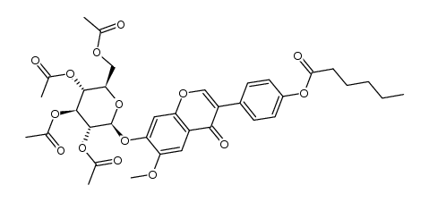 4'-O-hexanoylglycitein-7-yl 2'',3'',4'',6''-tetra-O-acetyl-β-D-glucopyranoside Structure