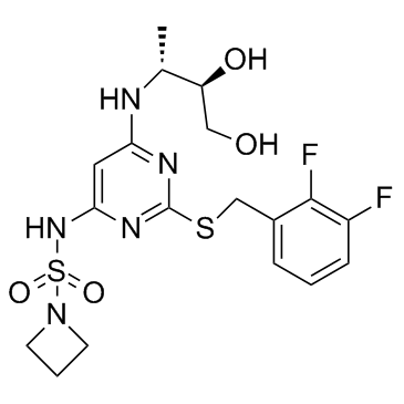N-[2-[[(2,3-二氟苯基)甲基]硫代]-6-[[(1r,2r)-2,3-二羟基-1-甲基丙基]氨基]-4-嘧啶]-1-氮杂丁烷磺酰胺结构式