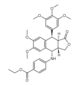 6,7-O,O-demethylene-6,7-O,O-dimethyl-4β-[4"-(ethoxycarbonyl)anilino]-4-desoxypodophyllotoxin结构式