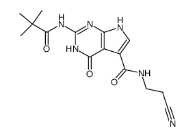 N-(2-cyanoethyl)-4-oxo-2-pivalamido-4,7-dihydro-3H-pyrrolo[2,3-d]pyrimidine-5-carboxamide结构式