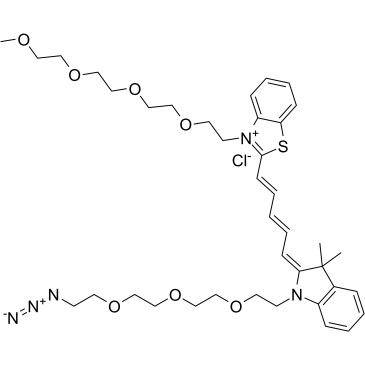 N-(azide-PEG3)-N'-(m-PEG4)-Benzothiazole Cy5结构式
