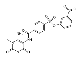 Benzenesulfonic acid,4-[[(6-amino-1,2,3,4-tetrahydro-1,3-dimethyl-2,4-dioxo-5-pyrimidinyl)amino]carbonyl]-,3-nitrophenyl ester Structure