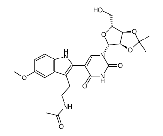 5-[3-[2-(acetylamino)ethyl]-5-methoxy-1H-indol-2-yl]-2',3'-O-(1-methylethylidene)uridine Structure