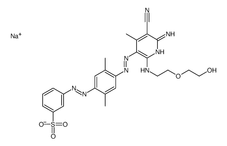sodium m-[[4-[[6-amino-5-cyano-2-[[2-(2-hydroxyethoxy)ethyl]amino]-4-methyl-3-pyridyl]azo]-2,5-xylyl]azo]benzenesulphonate结构式
