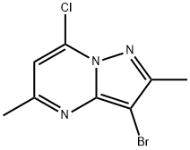 3-溴-7-氯-2,5-二甲基吡唑并[1,5-A]嘧啶结构式