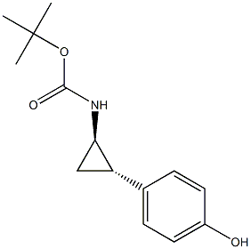 N-[((1R,2S)-rel-2-(4-羟苯基)环丙基]氨基甲酸叔丁酯结构式