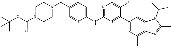 N-[5-[(4-BOC-1-哌嗪基)甲基]-2-吡啶基]-5-氟-4-(4-氟-1-异丙基-2-甲基-6-苯并咪唑基)嘧啶-2-胺结构式