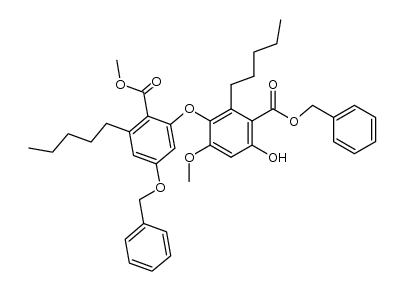 benzyl 3-(5'-benzyloxy-2'-methoxycarbonyl-3'-pentylphenoxy)-6-hydroxy-4-methoxy-2-pentylbenzoate Structure