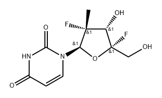 2'-deoxy-2'-fluoro-4'-C-fluoro-2'-methyluridine Structure