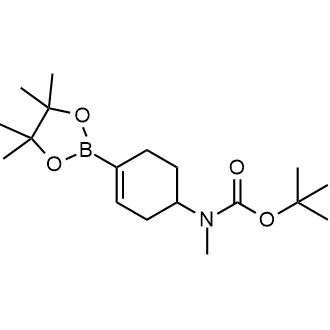 叔丁基甲基(4-(4,4,5,5-四甲基-1,3,2-二噁硼烷-2-基)环己烷-3-烯-1-基)氨基甲酸酯结构式