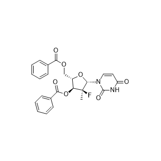 ((2S,3S,4S,5S)-3-(benzoyloxy)-5-(2,4-dioxo-3,4-dihydropyrimidin-1(2H)-yl)-4-fluoro-4-methyltetrahydrofuran-2-yl)methylbenzoate Structure