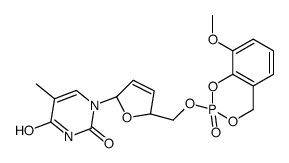 1-[(2R,5S)-5-[(8-methoxy-2-oxo-4H-1,3,2λ5-benzodioxaphosphinin-2-yl)oxymethyl]-2,5-dihydrofuran-2-yl]-5-methylpyrimidine-2,4-dione结构式