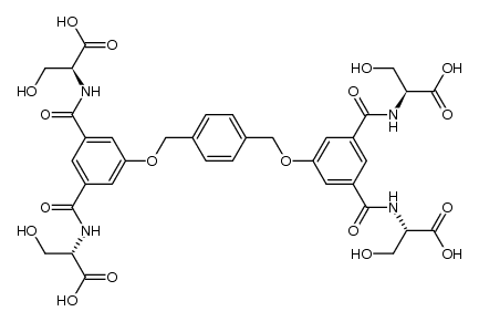 (2S,2'S,2''S,2'''S)-2,2',2'',2'''-((5,5'-((1,4-phenylenebis(methylene))bis(oxy))bis(isophthaloyl))tetrakis(azanediyl))tetrakis(3-hydroxypropanoic acid)结构式