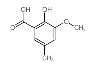 2-hydroxy-3-methoxy-5-methyl-benzoic acid结构式