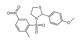 (9CI)-2-(4-甲氧基苯基)-3-[(2-甲基-5-硝基苯基)磺酰基]-噻唑烷结构式