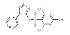 Benzenesulfonothioicacid, 2,4,6-trimethyl-, S-(1-phenyl-1H-tetrazol-5-yl) ester结构式