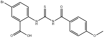 5-bromo-2-[[[(4-methoxybenzoyl)amino]thioxomethyl]amino]-benzoic acid结构式