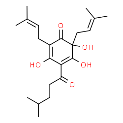 4-(1-Oxo-4-methylpentyl)-3,5,6-trihydroxy-2,6-bis(3-methyl-2-butenyl)-2,4-cyclohexadien-1-one结构式
