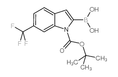 2-硼-6-三氟甲基-1H-吲哚-1-羧酸-1-(1,1-二甲基乙基酯)结构式