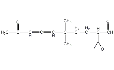 6,6-二甲基-8-(2-乙酰环氧乙基)-3,4-辛二烯-2-酮结构式