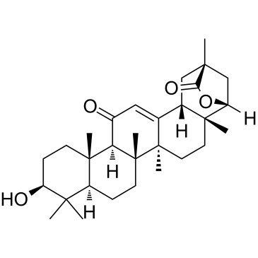 3β,22β-Dihydroxy-11-oxoolean-12-en-30-oic acid γ-lactone structure